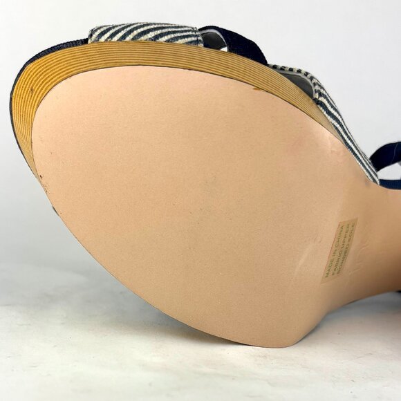 Zinc Navy Stripe Bow Platform Sandals, Size 9M. Never worn - Picture 10 of 14